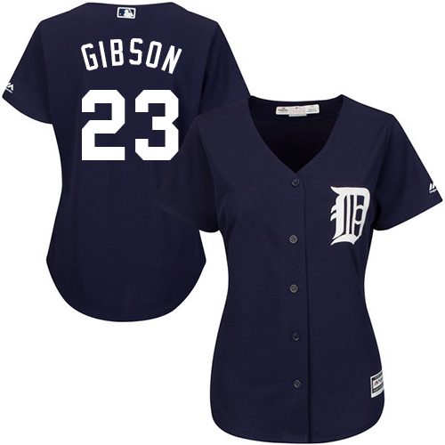 Tigers #23 Kirk Gibson Navy Blue Alternate Women's Stitched MLB Jersey - Click Image to Close